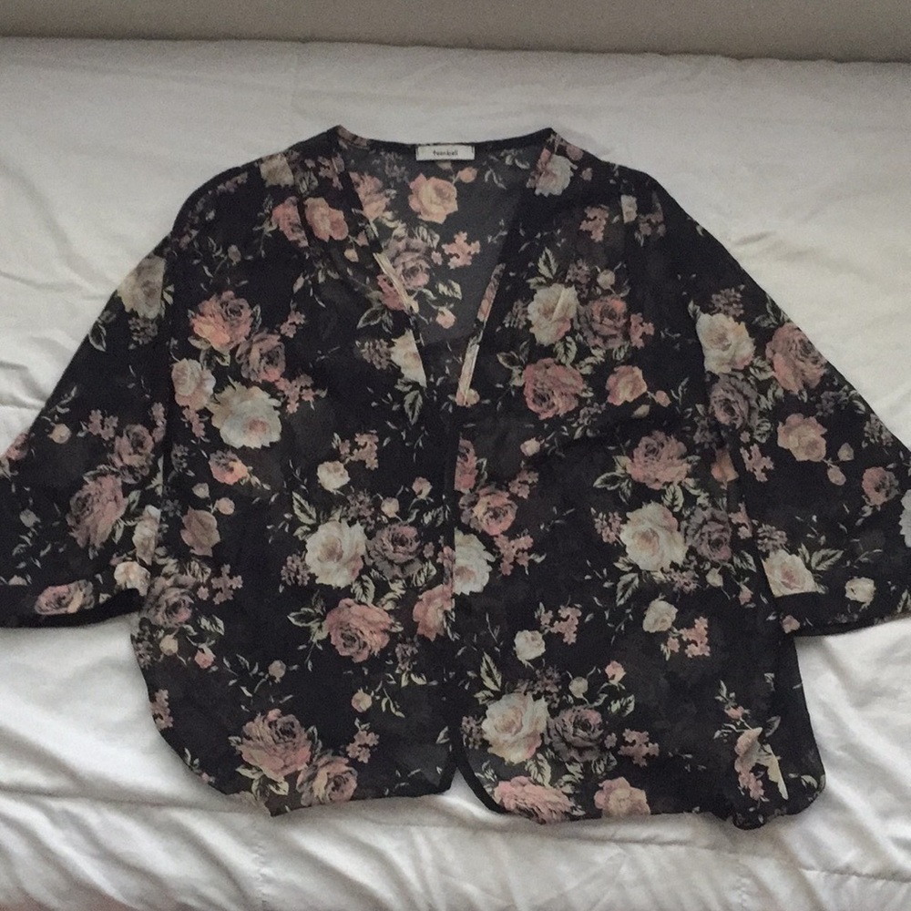 Black & Floral Mesh Long Shaul